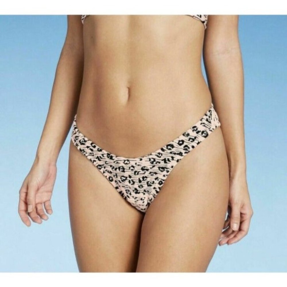 Xhilaration Junior’s High Leg Scoop Animal Print Bikini Bottom  Large 8-10 NWT
